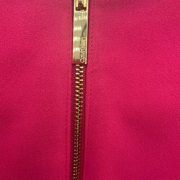 Calvin Klein 10 Fuchsia Pencil Dress Puff Sleeves Hot Pink Lady Like Business - Picture 5 of 15